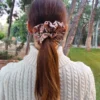 Scrunchie Λάστιχο μαλλιών δερματίνης snake print καφέ Large