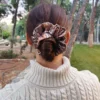 Scrunchie Λάστιχο μαλλιών δερματίνης snake print καφέ Large