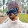 Scrunchie Λάστιχο μαλλιών δερματίνης μαύρο Large
