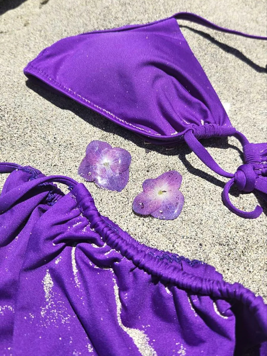 Χειροποίητα Ατσάλινα Σκουλαρίκια με Μοβ Άνθη Ορτανσίας | CHRISARTI Blossom Jewelry Collection