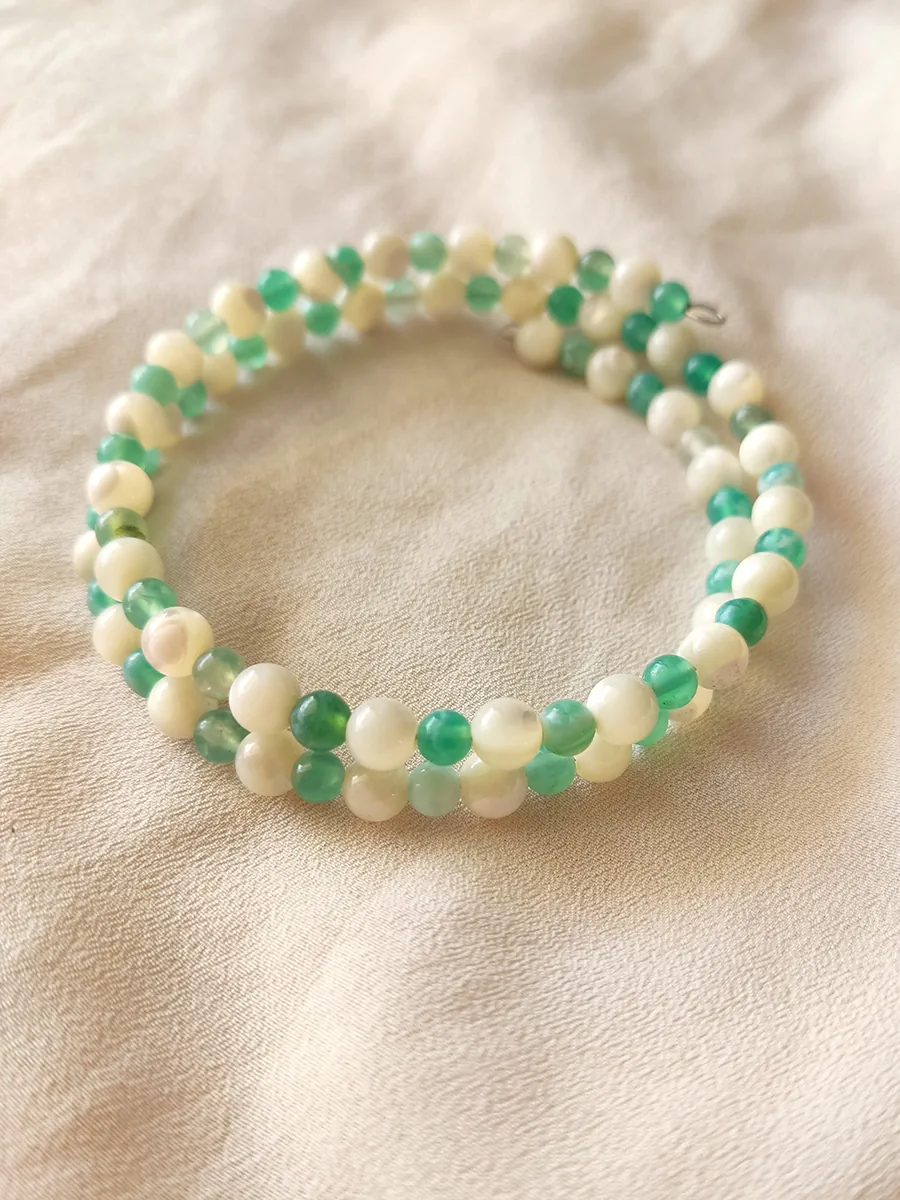 Χειροποίητο Ατσάλινο Βραχιόλι με Χάντρες από Φίλντισι και Τιρκουάζ Αχάτη | CHRISARTI