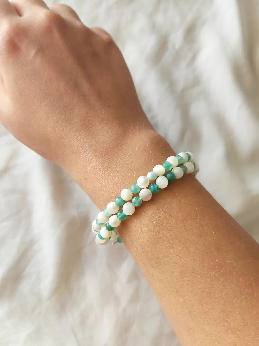 Χειροποίητο Ατσάλινο Βραχιόλι με Χάντρες από Φίλντισι και Τιρκουάζ Αχάτη | CHRISARTI