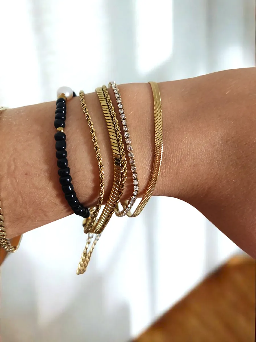 Ατσάλινο Διπλό Βραχιόλι Ριβιέρα‑Snake με Διάφανα Κρύσταλλα | CHRISARTI