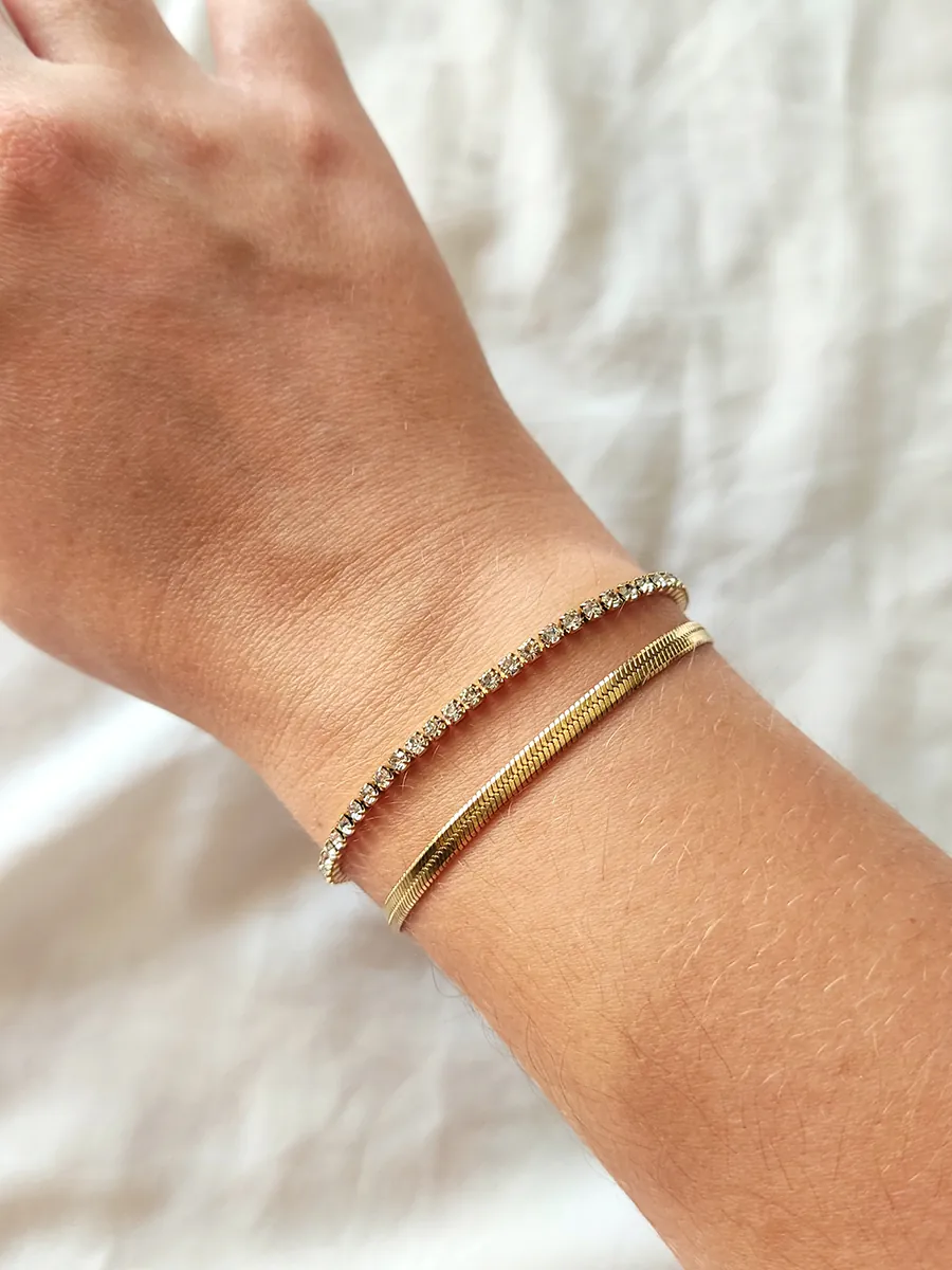 Ατσάλινο Διπλό Βραχιόλι Ριβιέρα‑Snake με Διάφανα Κρύσταλλα | CHRISARTI