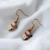EARRINGKR-0023 Ατσάλινα χριστουγεννιάτικα σκουλαρίκια με χιονάνθρωπο – Χειροποίητα, Κρεμαστά & επιχρυσωμένα | CHRISARTI