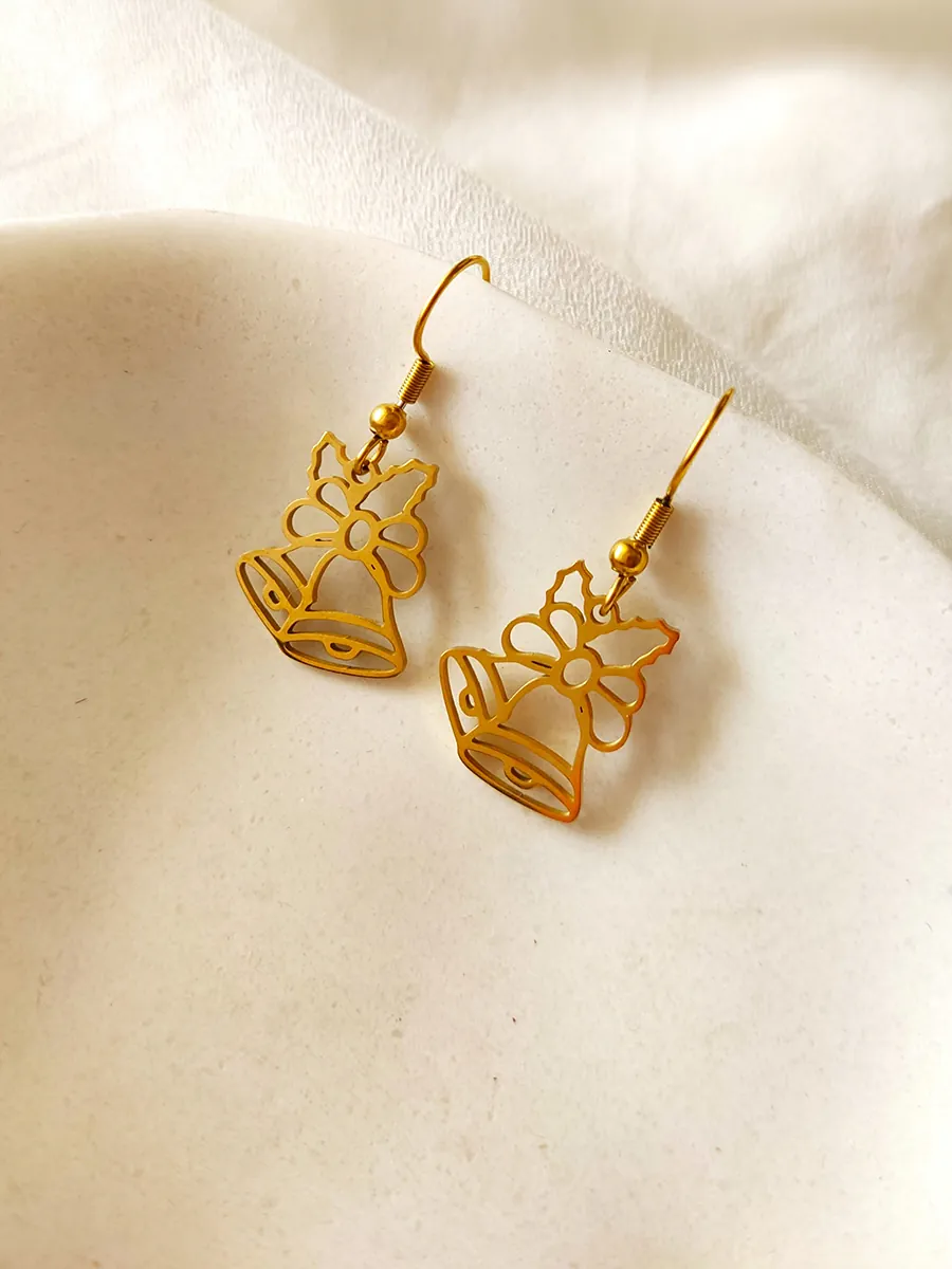 Ατσάλινα Σκουλαρίκια με Καμπανούλες - Επιχρυσωμένα | CHRISARTI