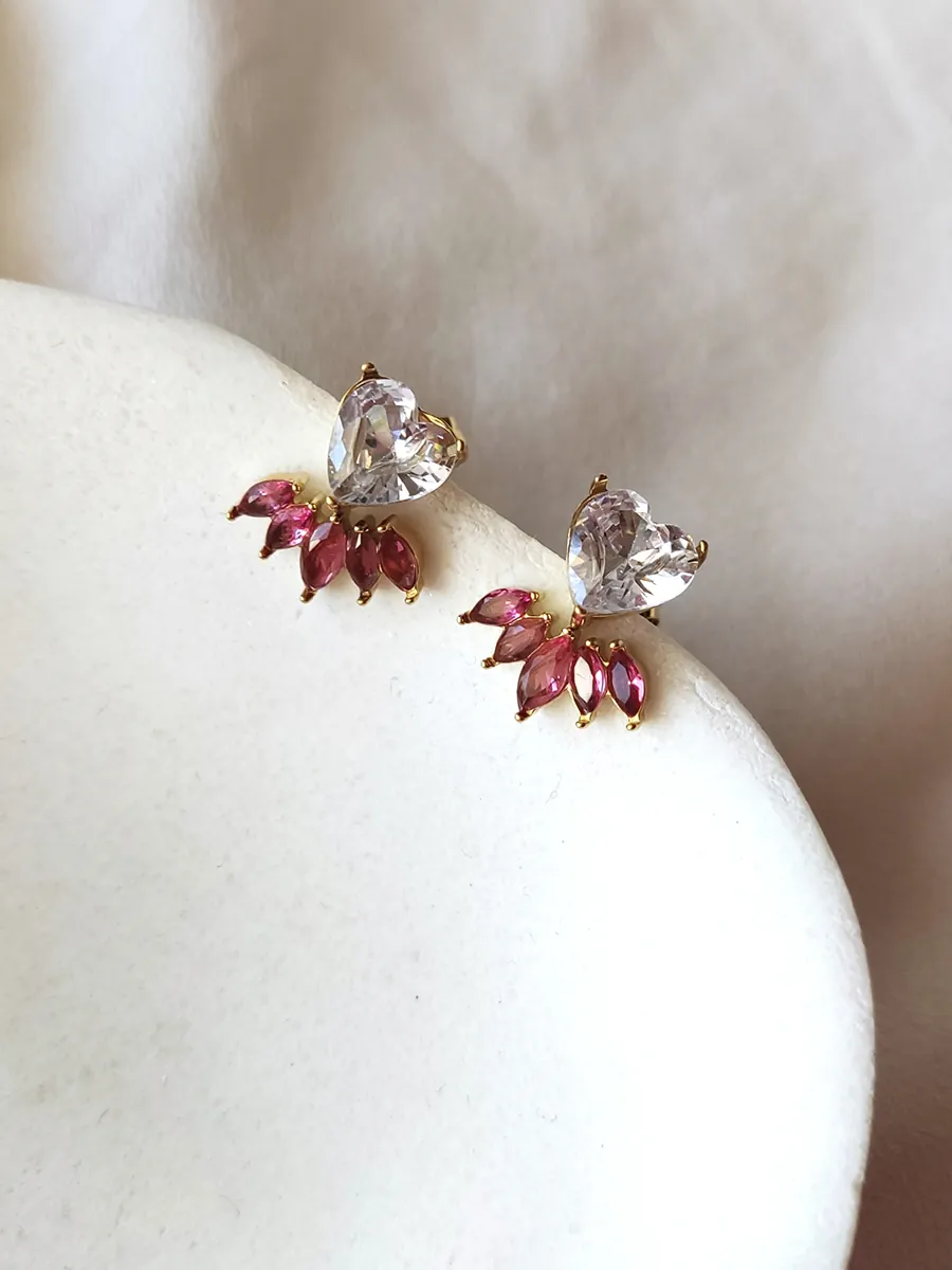 Ατσάλινα Σκουλαρίκια με Φούξια Κρύσταλλα – Λαμπερά και Εντυπωσιακά Αξεσουάρ | CHRISARTI