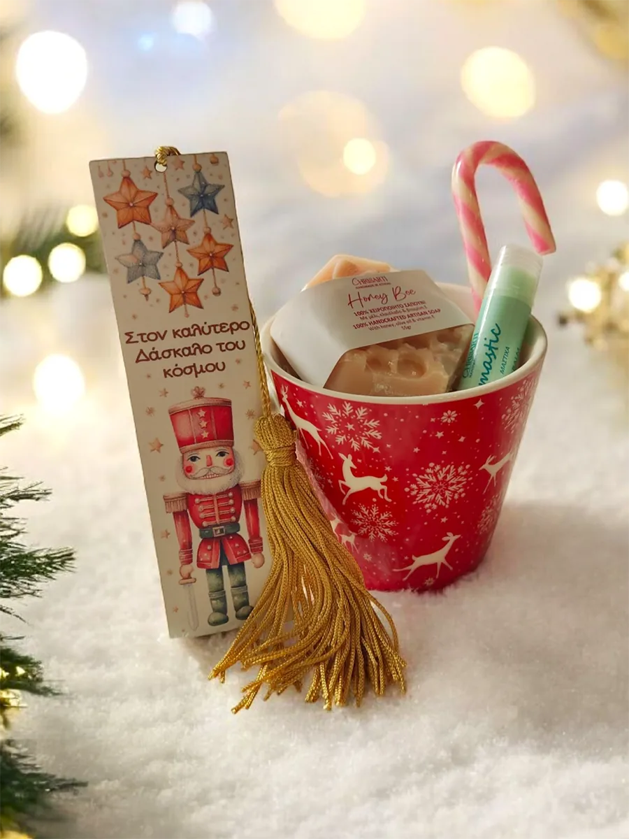 Cup of Stories XMAS Για το Δάσκαλο – Σετ Δώρου με Σελιδοδείκτη και Φυσικά Προϊόντα Περιποίησης | CHRISARTI Cup Series