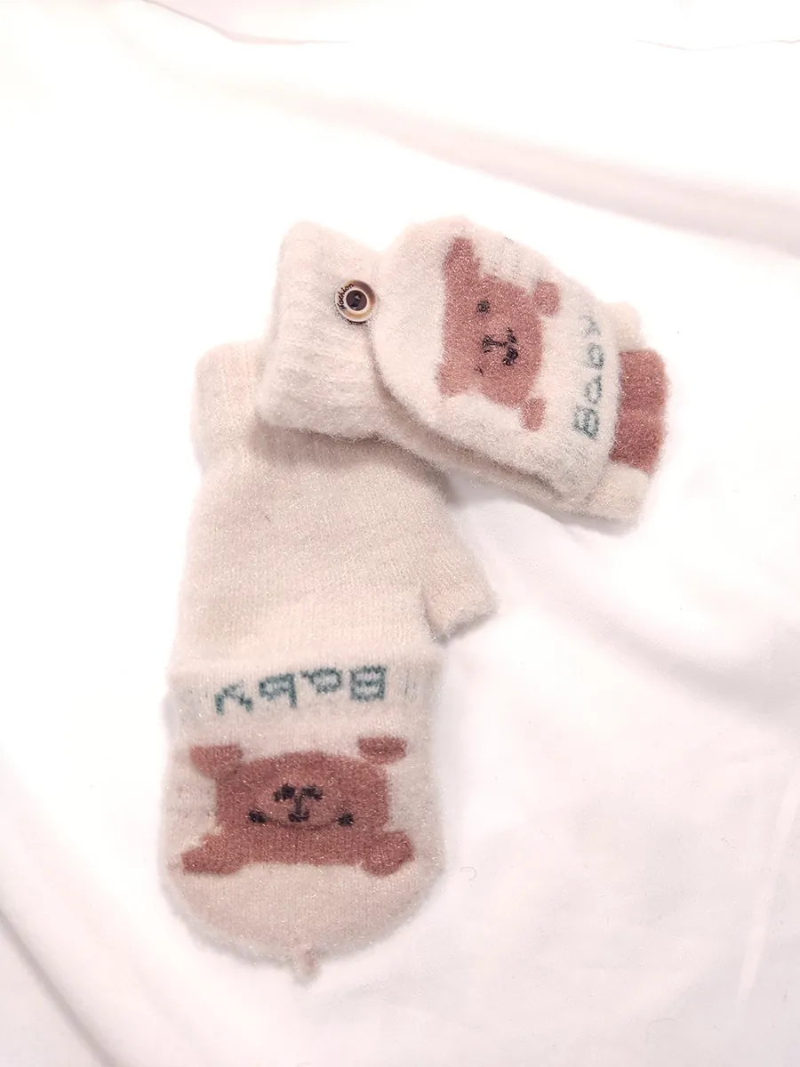 KIDSGLOVES-0004 (4) Παιδικά Γάντια με Σχέδιο Αρκουδάκι Baby – Ζεστά, μαλακά & πρακτικά για μικρά χεράκια | CHRISARTI