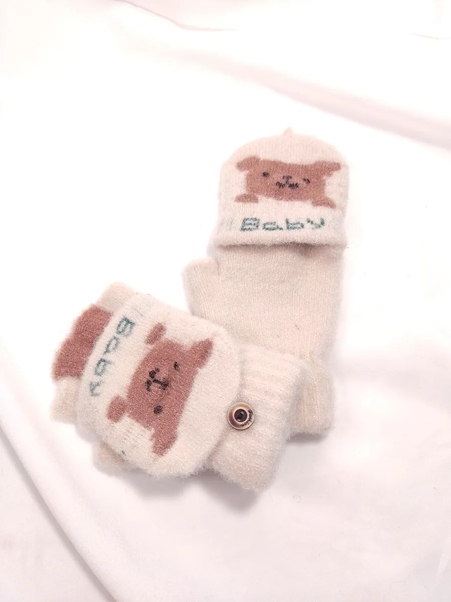 KIDSGLOVES-0004 (5) Παιδικά Γάντια με Σχέδιο Αρκουδάκι Baby – Ζεστά, μαλακά & πρακτικά για μικρά χεράκια | CHRISARTI