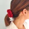 SCRUNCHIES-0022 (1) Scrunchie Λάστιχο μαλλιών κόκκινο glitter 2 μεγέθη