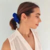 Scrunchie Λάστιχο μαλλιών μπλε ηλεκτρίκ glitter 2 μεγέθη