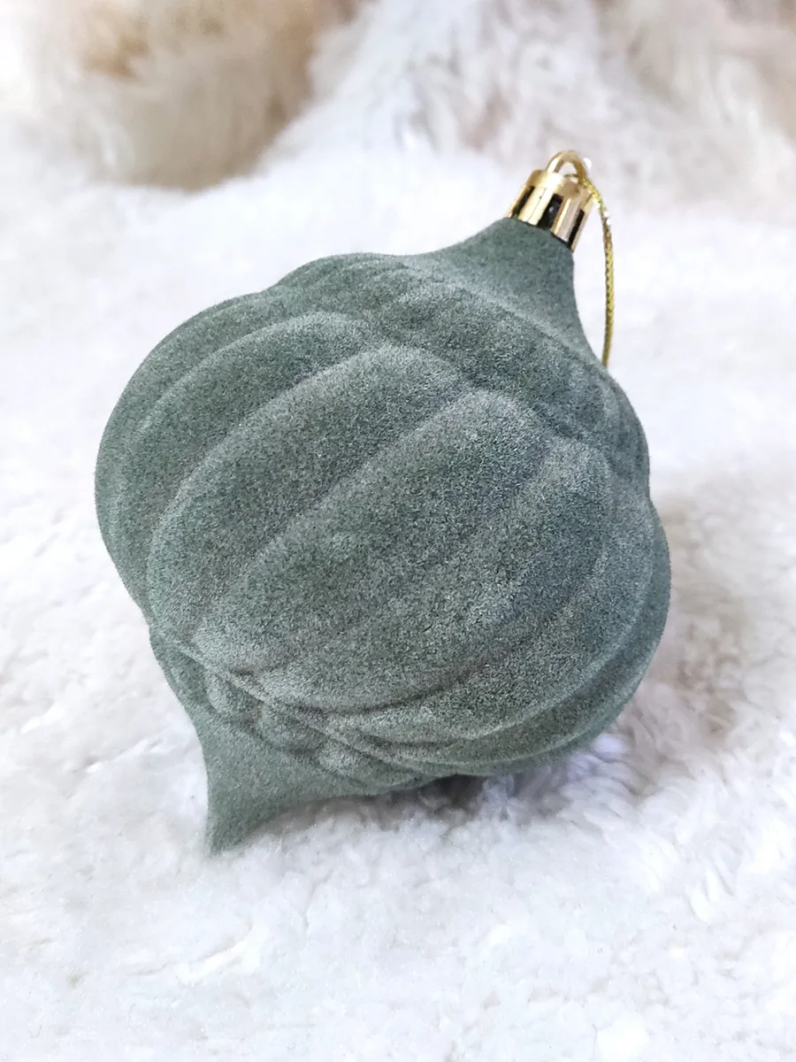 Βελούδινη Χακί Χριστουγεννιάτικη Μπάλα 11εκ - Άθραυστη | CHRISARTI