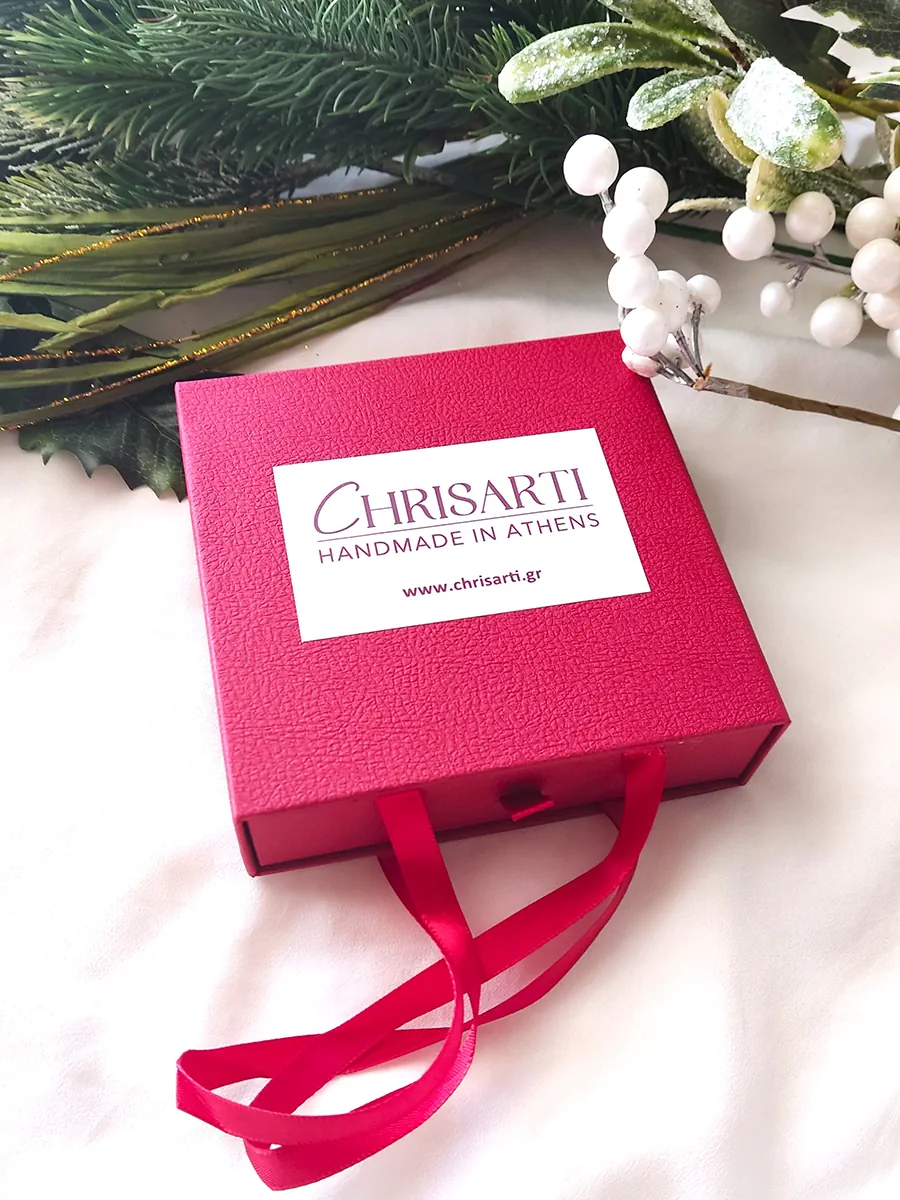 Χειροποίητο Κρεμαστό Πρωτοχρονιάτικο Γούρι 2026 με Κρύσταλλα και Μεταλλικό Πέταλο | CHRISARTI