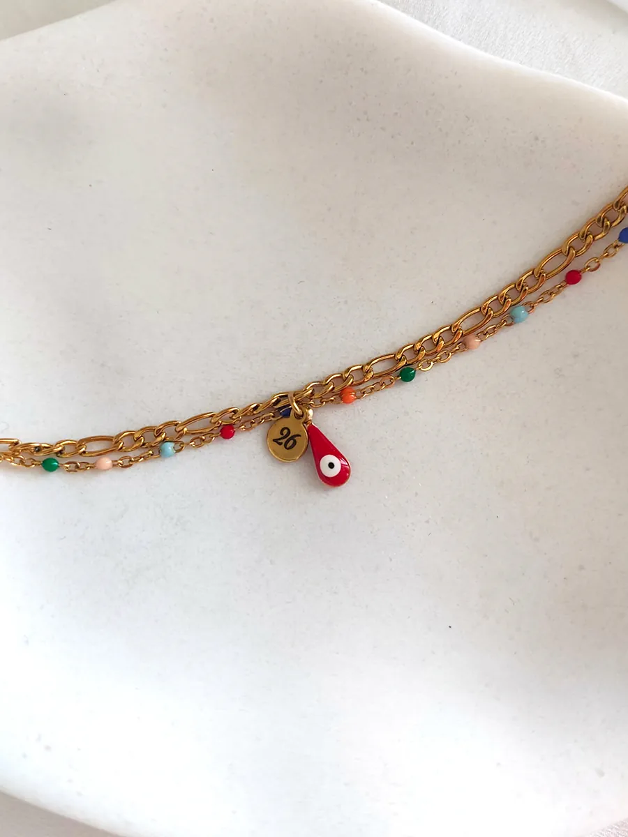 Χειροποίητο Γούρι Βραχιόλι 2026 με Διπλή Αλυσίδα και Σμάλτο | CHRISARTI