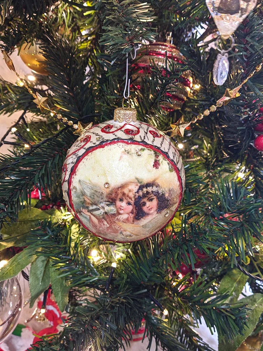 Σετ 2 Άθραυστες XMAS Vintage Μπάλες Άγιος Βασίλης & Άγγελοι 10cm | CHRISARTI