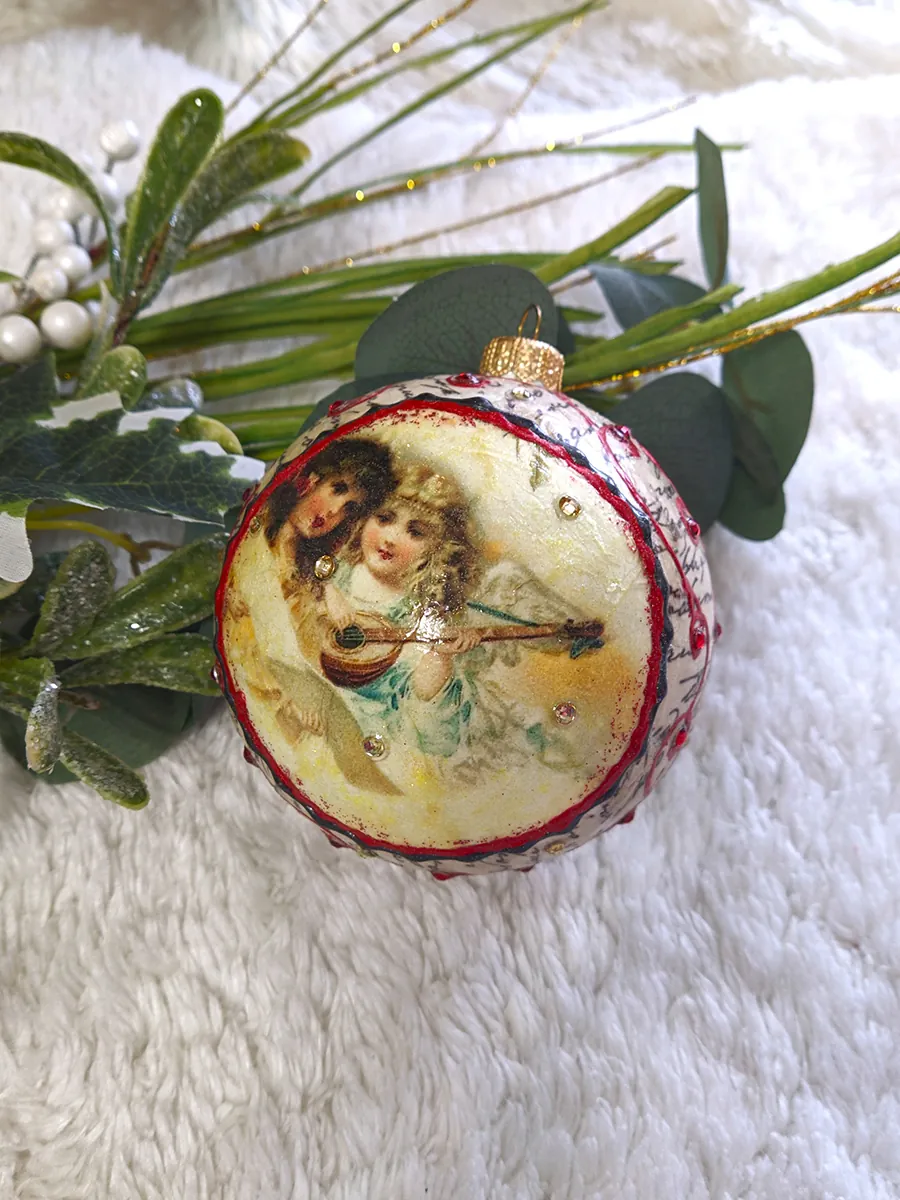 Σετ 2 Άθραυστες XMAS Vintage Μπάλες Άγιος Βασίλης & Άγγελοι 10cm | CHRISARTI