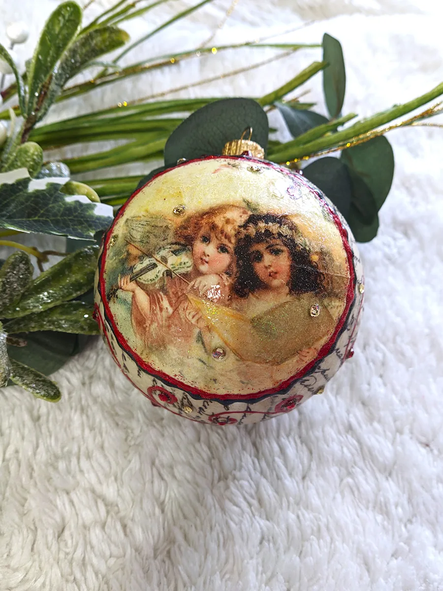 Σετ 2 Άθραυστες XMAS Vintage Μπάλες Άγιος Βασίλης & Άγγελοι 10cm | CHRISARTI