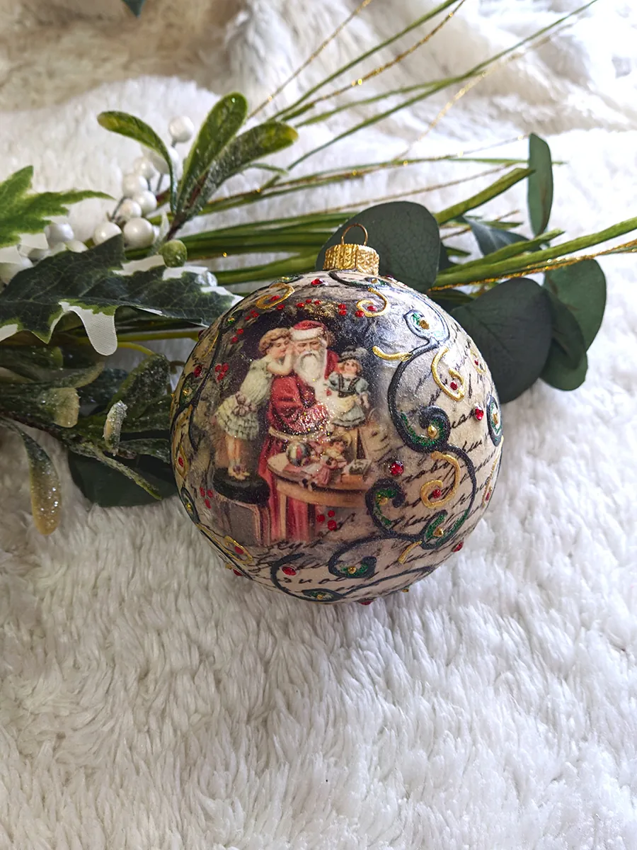 Σετ 2 Άθραυστες XMAS Vintage Μπάλες Άγιος Βασίλης & Άγγελοι 10cm | CHRISARTI