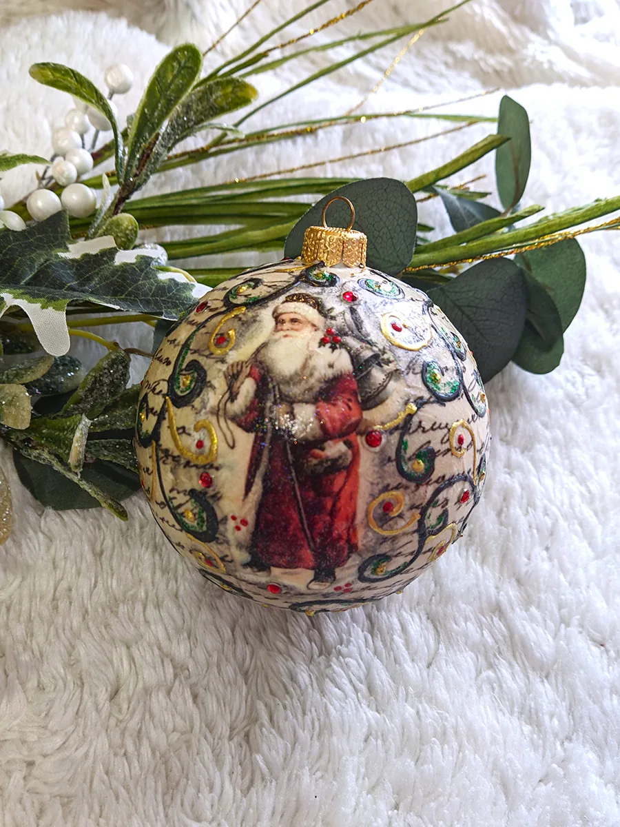 Σετ 2 Άθραυστες XMAS Vintage Μπάλες Άγιος Βασίλης & Άγγελοι 10cm | CHRISARTI