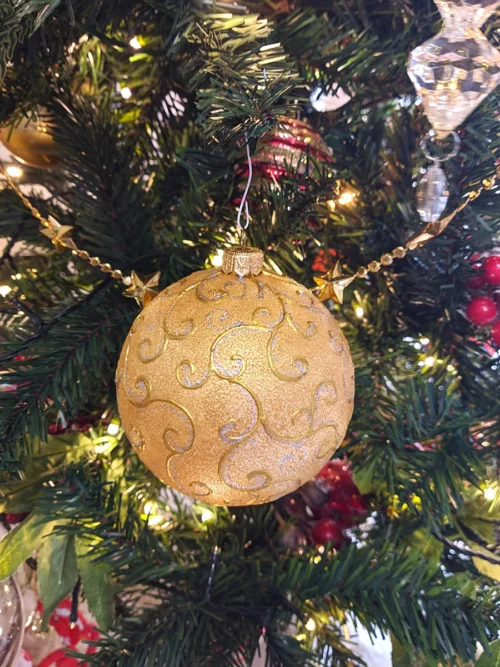 XMAS25-0024 (2) Χειροποίητες Χρυσές Χριστουγεννιάτικες Μπάλες 10cm | CHRISARTI