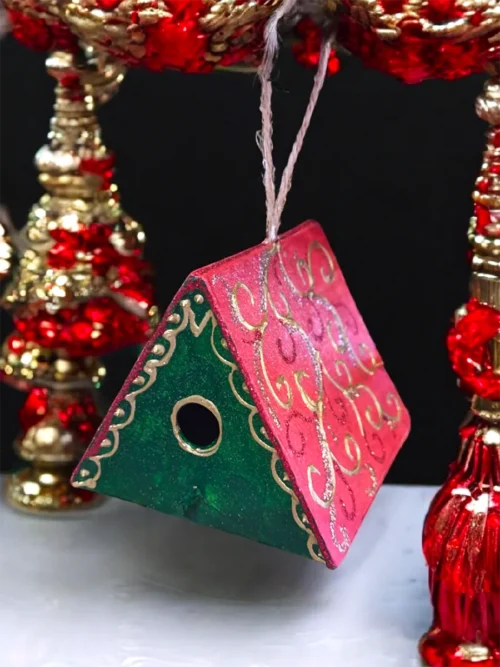 XMAS25-0025SET (1) Σετ 5 Χειροποίητα Χριστουγεννιάτικα Διακοσμητικά Σπιτάκια Πουλιών | CHRISARTI