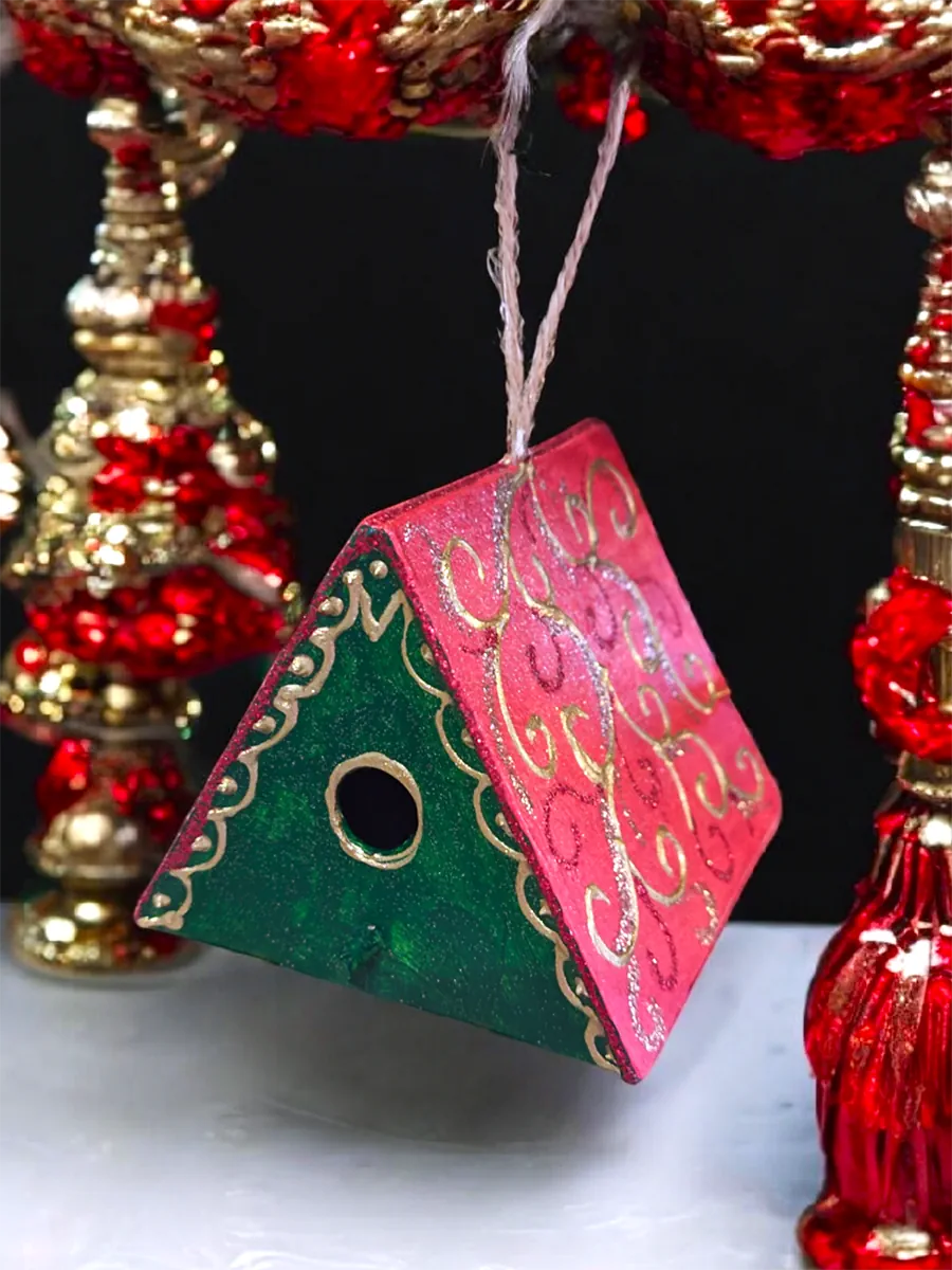 Σετ 5 Χειροποίητα Χριστουγεννιάτικα Διακοσμητικά Σπιτάκια Πουλιών | CHRISARTI