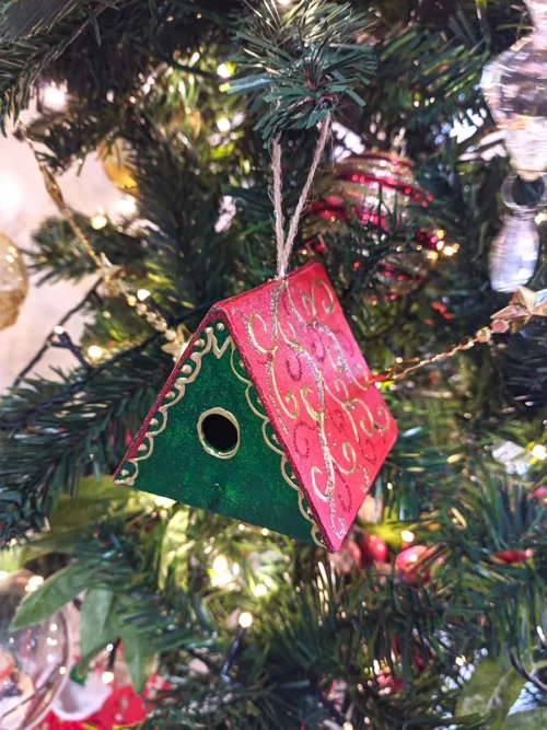 XMAS25-0025SET (1) Σετ 5 Χειροποίητα Χριστουγεννιάτικα Διακοσμητικά Σπιτάκια Πουλιών | CHRISARTI