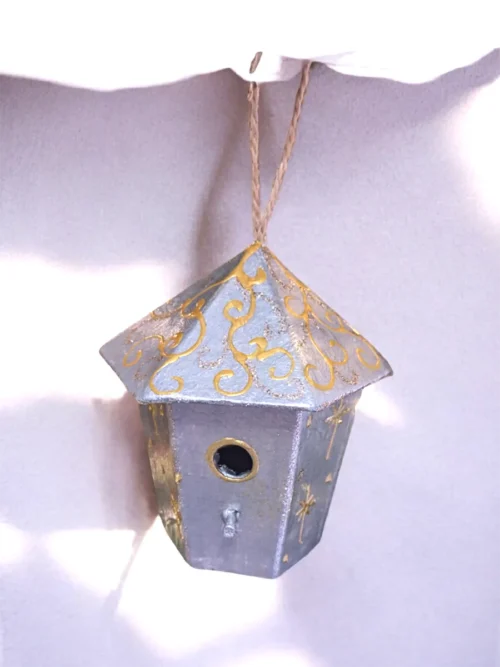 XMAS25-0025SET (2) Σετ 5 Χειροποίητα Χριστουγεννιάτικα Διακοσμητικά Σπιτάκια Πουλιών | CHRISARTI