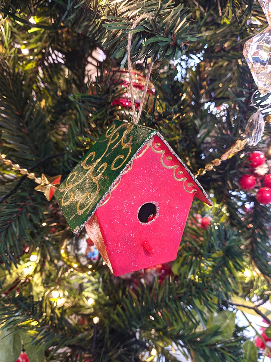 XMAS25-0025SET (3) Σετ 5 Χειροποίητα Χριστουγεννιάτικα Διακοσμητικά Σπιτάκια Πουλιών | CHRISARTI