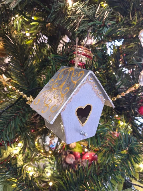 XMAS25-0025SET (4) Σετ 5 Χειροποίητα Χριστουγεννιάτικα Διακοσμητικά Σπιτάκια Πουλιών | CHRISARTI