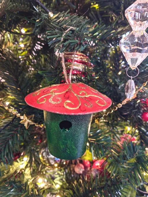 XMAS25-0025SET (5) Σετ 5 Χειροποίητα Χριστουγεννιάτικα Διακοσμητικά Σπιτάκια Πουλιών | CHRISARTI