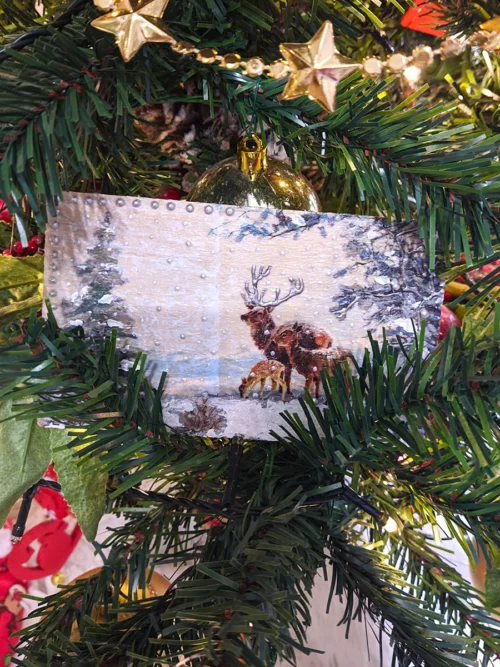 XMAS25-0026 (1) Ξύλινα Χειροποίητα Χριστουγεννιάτικα Διακοσμητικά με Vintage Εικόνες | CHRISARTI