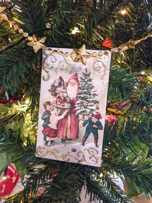 XMAS25-0026 (7) Ξύλινα Χειροποίητα Χριστουγεννιάτικα Διακοσμητικά με Vintage Εικόνες | CHRISARTI