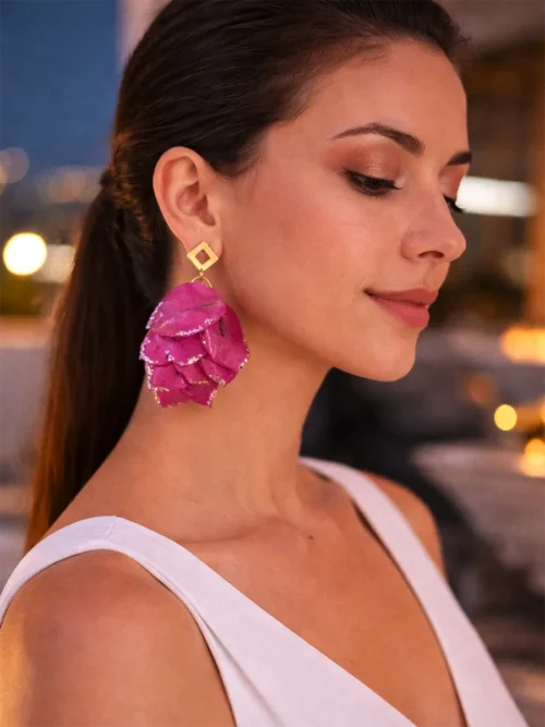 Statement Drop Earrings Lila - Pink Aura