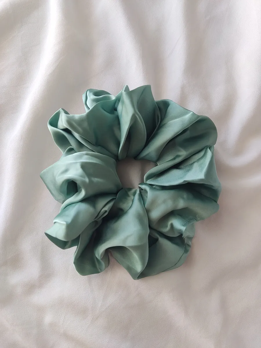 Scrunchie Λάστιχο μαλλιών λεπτό σατέν βεραμάν Large