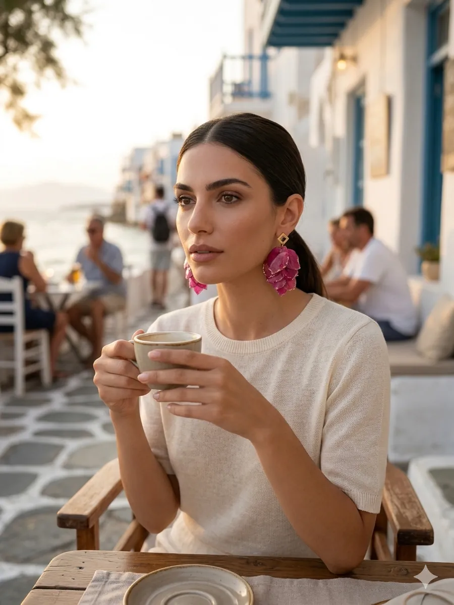Statement Drop Earrings Lila - Pink Aura