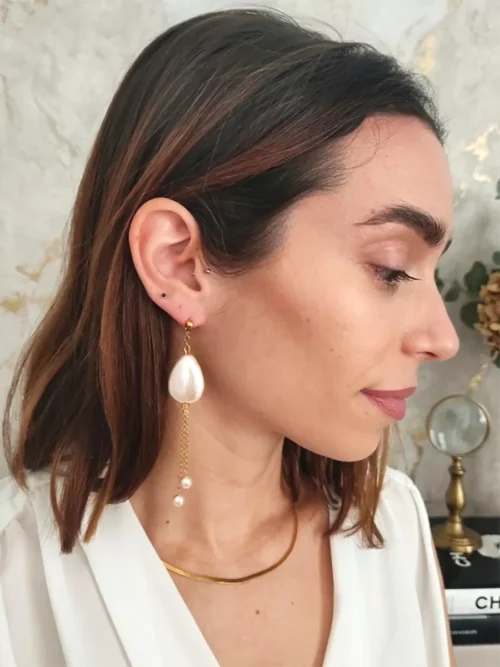 Statement Drop Earrings Calypso - Soft Sand