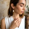 Statement Drop Earrings Calypso - Soft Sand