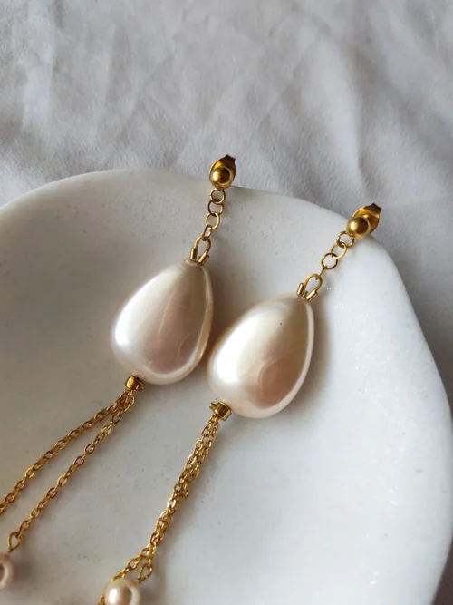 Statement Drop Earrings Calypso - Soft Sand