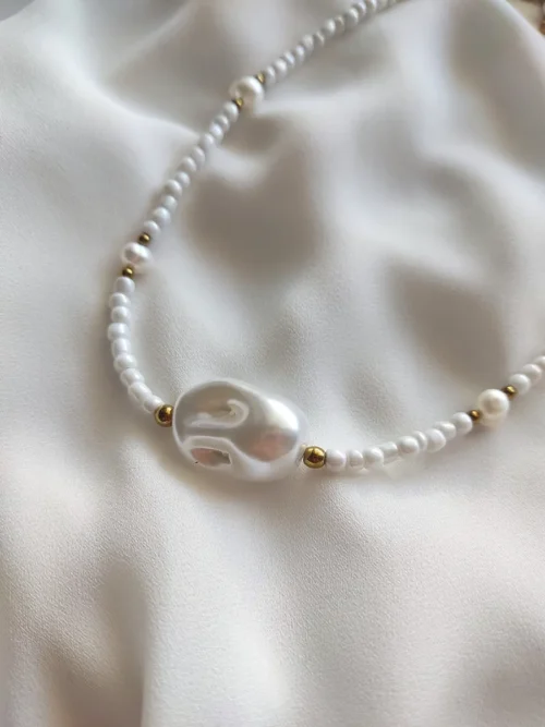 Necklace Lise - White & Gold
