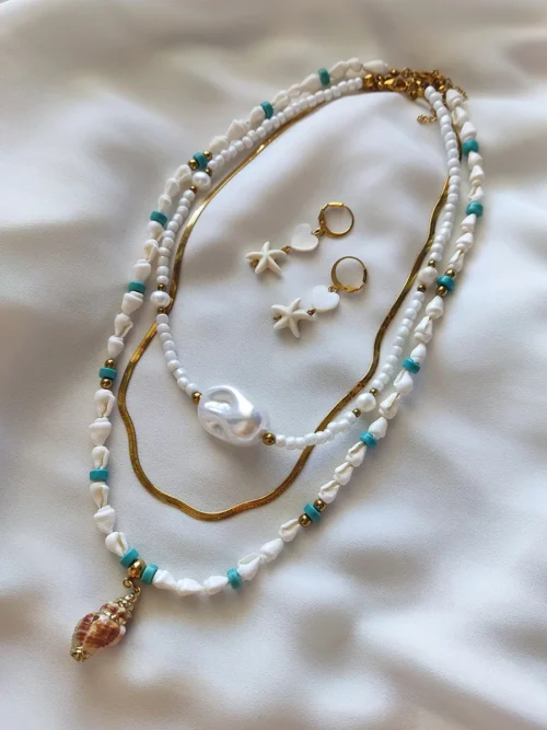 Necklace Lise - White & Gold